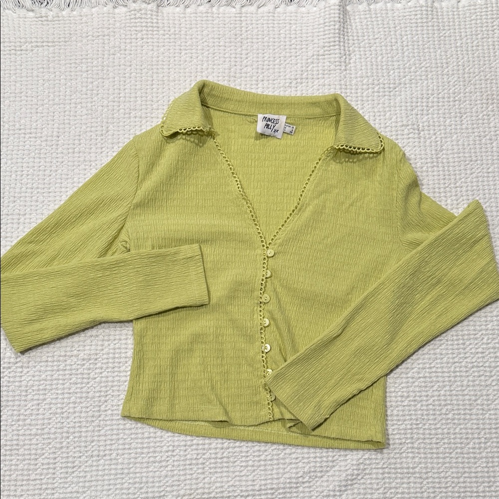 Princess Polly Light Green Button-Up Shirt